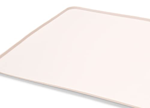  Pet Junkie Silicone Dog Bowl Mat For Pet Food And Water Bowls, Waterproof Dog Or Cat Feeding Placemat For All Types Of Floors (Off-White Light Lavender Color)