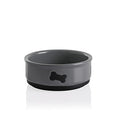  Sweejar Ceramic Dog Bowls With Bone Pattern, Dog Food Dish For Small Dogs, Porcelain Pet Bowl For Water 16 Fl Oz (Gray)