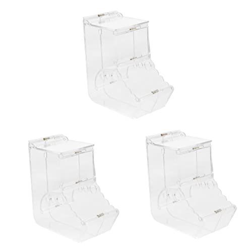  3pcs Hamster Feeder Hamster Cage Accessories Home Water Dispenser Auto Feeder Acrylic Transparent Reusable Rabbit Feeder Cat Feeder Small Pets Food Container Guinea Pig Food Bowl
