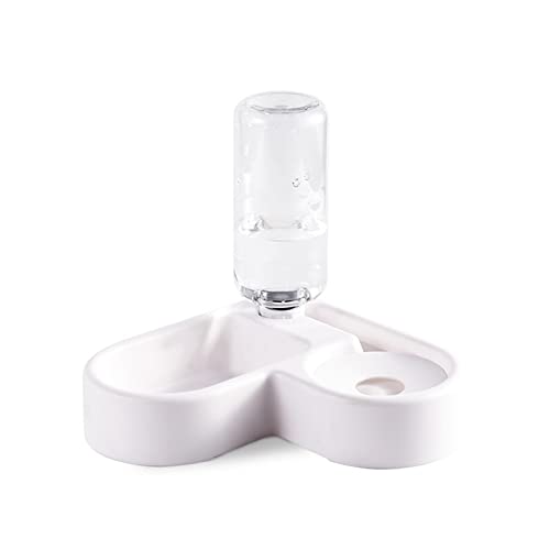  AACARB Cat Water Dispenser, Pet Dog Feeder Bowl Automatic Drinker Love Double Bowls For Small Dogs Cat Wall Corner Food Bowl 500ml Bottle Drinking Supplies