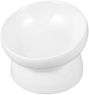  Pet Raised Bowls Ceramic Food Bowl Pet Water Bowl Pet Supplies For Cat Dog (White, Size S)