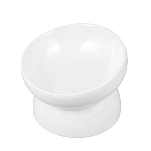  Pet Raised Bowls Ceramic Food Bowl Pet Water Bowl Pet Supplies For Cat Dog (White, Size S)