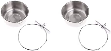  NOGRAX 2pcs Case Macaw, Bowl Conure Steel Feeder Cage Bowls Animals- & Clamp Birds M Foraging Parakeet Bird Hanging Cup Dish Cockatiel, Stainless Chinchilla, Feeder (Color : Silverx3pcs, Size : Sx3p