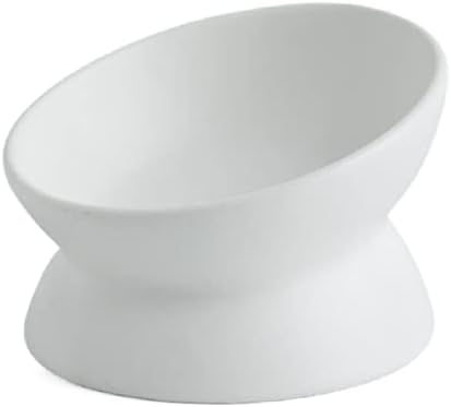  Hapiso Ceramic Raised Cat Bowls,Tilted Elevated Food Or Water Bowls For Small Dog Cat, Porcelain Pet Feeder Bowl Protect Cat's Spine