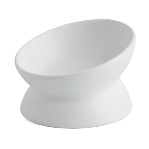  Hapiso Ceramic Raised Cat Bowls,Tilted Elevated Food Or Water Bowls For Small Dog Cat, Porcelain Pet Feeder Bowl Protect Cat's Spine