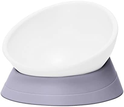  Umysky French Bulldog Food Bowl- Slanted Tilted Pug Food Water Bowl,Cat Bowl- Feeder For Frenchie/Shih Tzu/Flat Faced Small Dogs/Puppies/Cats(Grey