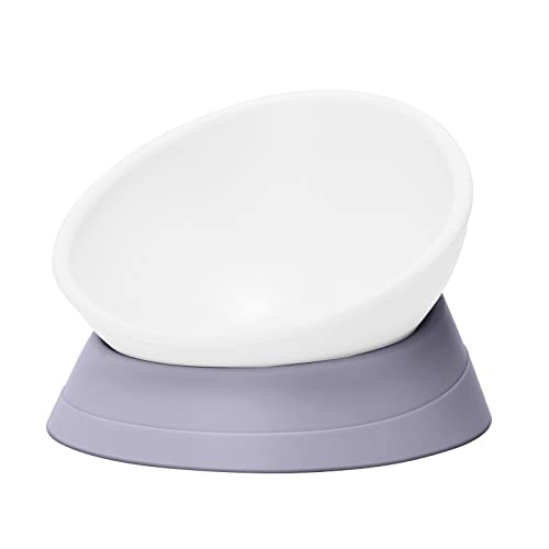  Umysky French Bulldog Food Bowl- Slanted Tilted Pug Food Water Bowl,Cat Bowl- Feeder For Frenchie/Shih Tzu/Flat Faced Small Dogs/Puppies/Cats(Grey