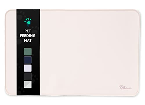  Pet Junkie Silicone Dog Bowl Mat For Pet Food And Water Bowls, Waterproof Dog Or Cat Feeding Placemat For All Types Of Floors (Off-White Light Lavender Color)