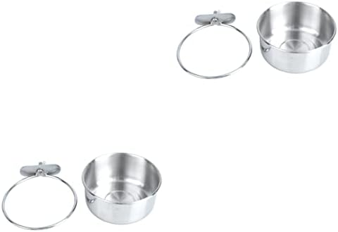  For Feeder Steel Stainless Hook Cups- Cat Dogs Cats, Bowl, Water Coop Parrot Dishes Feeding Cups Rabbit Size With Bowl Bowls Dog Hanging Bird Food Cage Animal And Small Clamp,