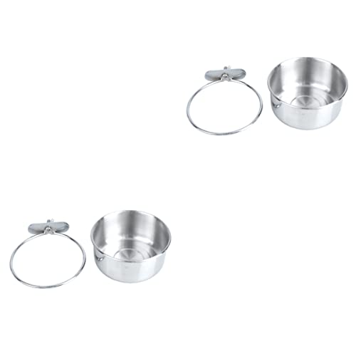  For Feeder Steel Stainless Hook Cups- Cat Dogs Cats, Bowl, Water Coop Parrot Dishes Feeding Cups Rabbit Size With Bowl Bowls Dog Hanging Bird Food Cage Animal And Small Clamp,