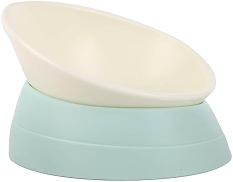  JWPC Bulldog Bowl Anti-Slip Dog Cat Dish Detachable Rubber Dog Bowl Pet Sterile Tilted Pet Feeder Slope Base (White, 2 Cup (Small/Medium Dog))