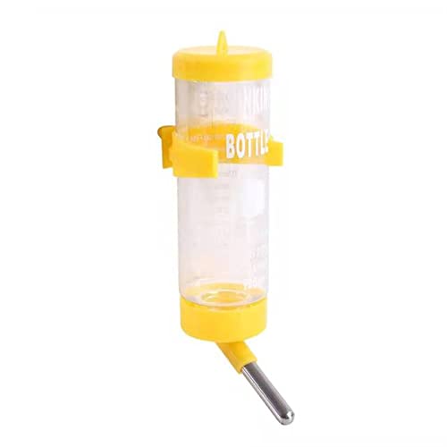  AACARB Cat Water Dispenser, Plastic Hamster Drinker Water Bottle Dispenser Feeder Hanging Pet Dog Guinea Pig Squirrel Rabbit Drink Head Tube Fountain (Size : Yellow, Color : 80ml)