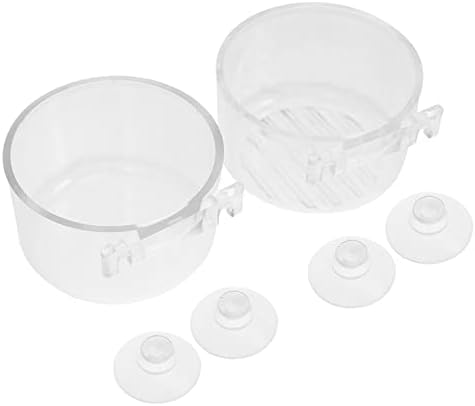  EVANEM 2pcs Feeding Cup Glass Dispenser Accessory Tray Aquarium Plant Feeder Fish Tank Shrimp Feeder Aquatic Pet Food Cup Aquarium Feeding Tools Floating Food Tray Plastic Fish Feeder