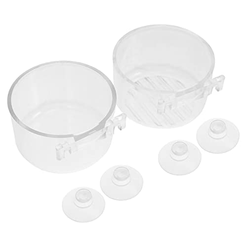  EVANEM 2pcs Feeding Cup Glass Dispenser Accessory Tray Aquarium Plant Feeder Fish Tank Shrimp Feeder Aquatic Pet Food Cup Aquarium Feeding Tools Floating Food Tray Plastic Fish Feeder