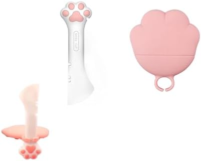  YEGI 2 Pet Food Canning Spoons, 2 Silicone Pet Canning Lids, Cat Food Spoons, Cat Food And Dog Food Canning Lids Pet Wet Food Canning Spoons For All Kinds Of Canning. (pink+Grey)
