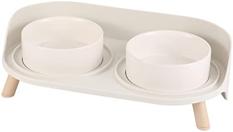  Elevated Dog Food Water Bowl - Raised Dog Bowls With Stand Non Skid - Double Dog Feeding Bowl Set With Splash Proof Guard - Ceramic Pet Dish For Small To Medium Dogs And Large Cats - 28.74 Oz - 850 Ml