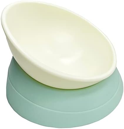  Umysky French Bulldog Food Bowl- Slanted Tilted Pug Food Water Bowl,Cat Bowl- Feeder For Frenchie/Shih Tzu/Flat Faced Small Dogs/Puppies/Cats(Grey