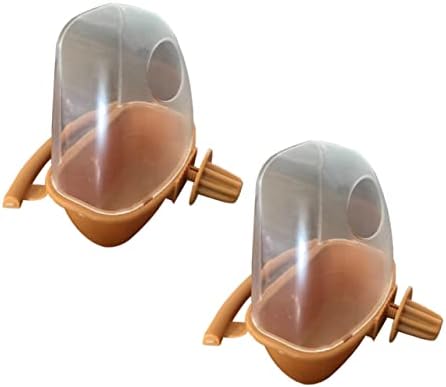  EVANEM Bird Food Box Clear Bird Feeder Bird Cages For Cockatiels Bird Cage Feeder Bird Coop Cup Bird Cage Bowl Parrot Feeder With Perch Bird Feeder With Stand Parrot Food Feeder Pet 2pcs