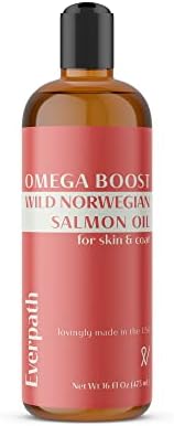  Everpath Natural Salmon Oil Omega Boost For Dogs And Cats 473 Ml / 16 Fl Oz | USA Made | Wild Norwegian Salmon Oil | Coat, Skin & Immune System Support | Natural Pet Remedy