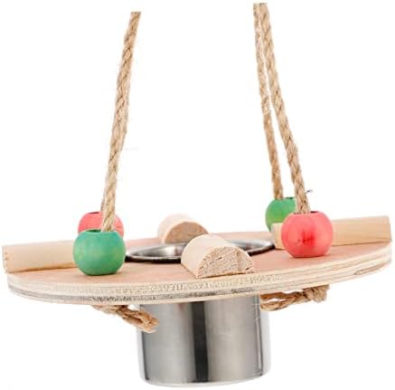  EVANEM Bird Swing Food Cup Comida Para Periquitos Cockatiel Stainless Steel Container Wild Bird Feeder Cockatiel Feeders Water Bowl Birdcage Hanging Bowl Parrots Feeding Swing Feed Water