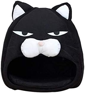  YangYan Cartoon Cat Bed Lovely Pet House For Puppy Cat Warm Soft Cat Cave Tent Waterproof Bottom Sleep Bag Cat Supplies (Color : Black, Size : 38cm38cm38cm)