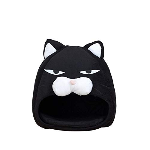  YangYan Cartoon Cat Bed Lovely Pet House For Puppy Cat Warm Soft Cat Cave Tent Waterproof Bottom Sleep Bag Cat Supplies (Color : Black, Size : 38cm38cm38cm)