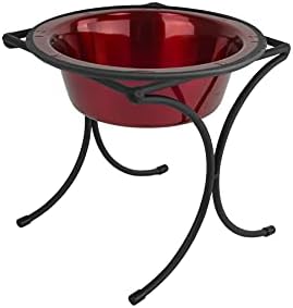  Platinum Pets Bistro Single Diner Feeder With Stainless Steel Dog Bowl, Small, Silver Vein