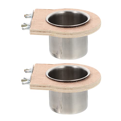  POPETPOP Glasses Bird Cage Bird Parrot Feeding Cups Bowls: Stainless Steel Food Water Bowls Dish For Small Animal Chinchilla Ferret Cockatiel Conure 2pcs Stainless Steel Drinking Food Containers
