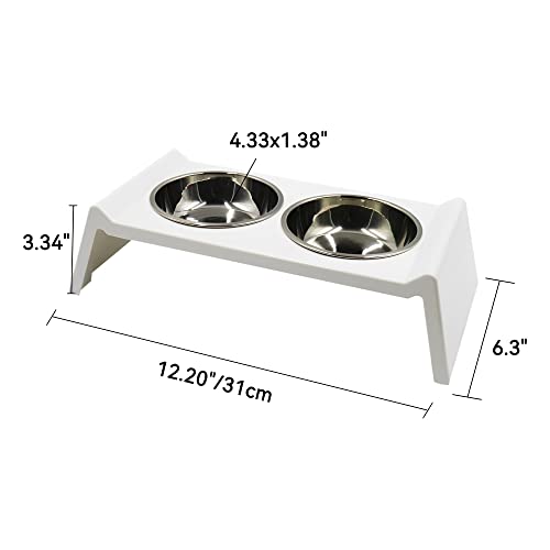  Holyfire Cat Bowl Stand, Puppy Dog Water And Food Bowl Set For Small Dogs, Pet Bowls, White