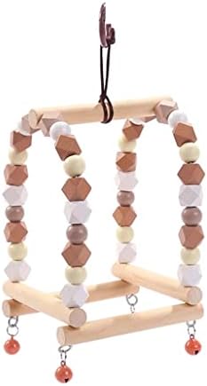  JYDQM 1PC Natural Wooden Parrots Toy Hanging Swing Perch Birds Colorful Wooden Beads Bird Supplies Parrot CageToys (Color : B)