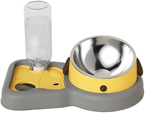  AYENCI Cat Automatic Water, 3 In 1 Dog Food Bowl Automatic Dog Water Dispenser Slow Pet Feeder With 500ml Water Bottles Cat Puppy Bowl Dog Accessories (Color : Yellow)