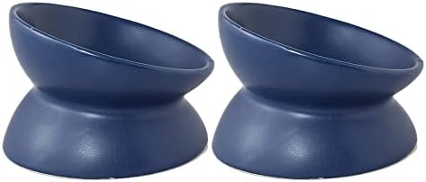GENERIC PAILUOMU Ceramic Raised Cat Bowl, Set 2 Tilted Elevated Pet Food And Water Bowls, Stress Free Cat Dog Feeder Dish, Suitable For Small, Medium Cats And Dogs,White