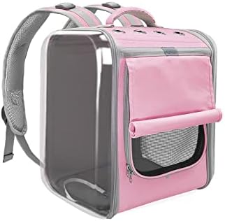  JOZZY Pet Travel Bag Pet Cat Backpack Breathable Cat Travel Outdoor Shoulder Bag For Small Dogs Cats Portable Packaging Carrying Pet Supplies (Color : Pink)