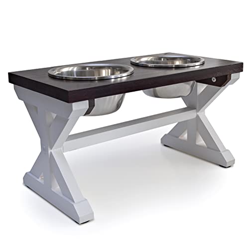  Modern Farmhouse Dog Bowl Stand, Dog Bowls Elevated Dog Food Stand, Raised Dog Bowls For Medium Dogs, Dog Food Bowls Elevated Dog Bowl Stand, Elevated Dog Bowls For Small Dogs, Rustic Dog Bowl Stand