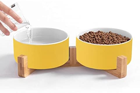  A4DOG Dog Bowl, Small Dog For Food And Water Elevated Ceramic Dog Bowls With Stand Raised Dog Cat Bowl Set Splash Proof Dog Water Bowl Dog Feeding Station For Small Medium Dog, Cat, Puppy Green