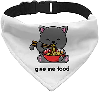 GENERIC Give Me Food Pet Bandana Collar - Funny Scarf Collar - Noodle Dog Bandana - M