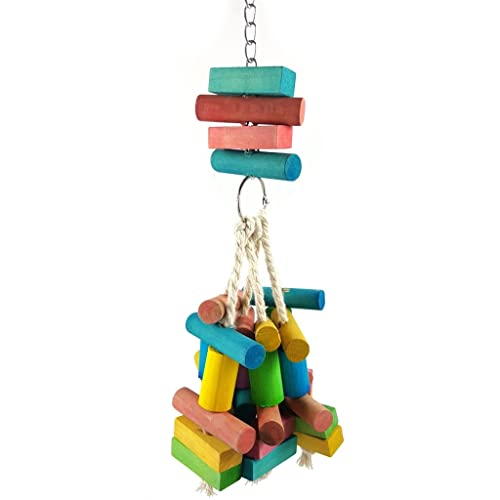  JYDQM Bird Parrot Bite Chew Toy Wooden Pendant Swing String Pet Birds Blocks Toys