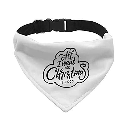 GENERIC All I Want For Christmas Is Food Pet Bandana Collar - Funny Design Scarf Collar - Cool Dog Bandana - L