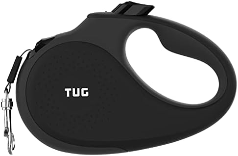  TUG 360° Tangle-Free Retractable Dog Leash With Anti-Slip Handle | 16 Ft Strong Nylon Tape| One-Handed Brake, Pause, Lock (Medium, Grey)