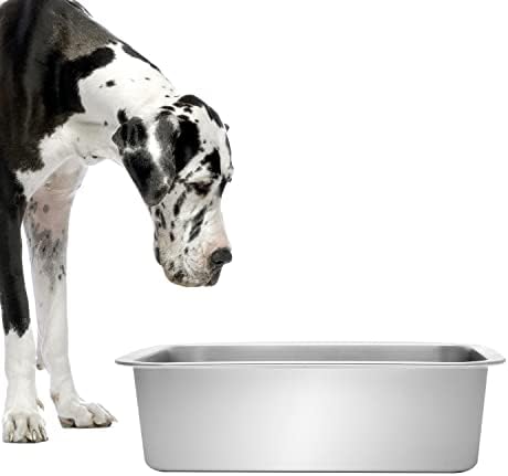  Kichwit Extra Large Dog Bowl 304 Food Grade Stainless Steel Pan, Dishwasher Safe (14 X 10.5 X 4 Inches)