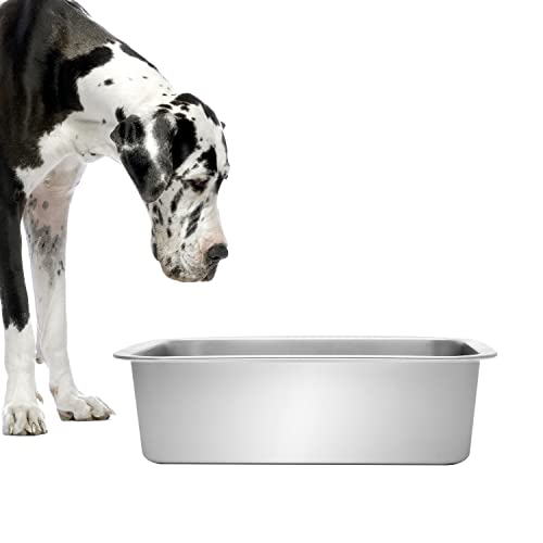  Kichwit Extra Large Dog Bowl 304 Food Grade Stainless Steel Pan, Dishwasher Safe (14 X 10.5 X 4 Inches)