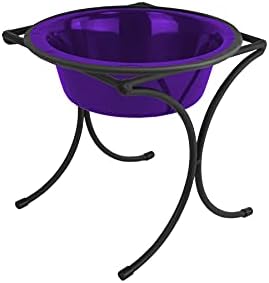  Platinum Pets Bistro Single Diner Feeder With Stainless Steel Dog Bowl, Small, Silver Vein