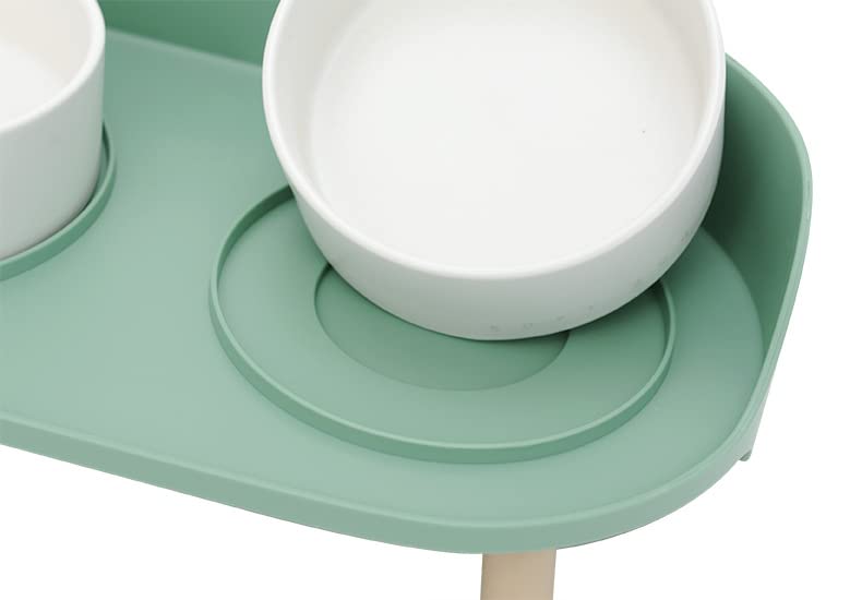  A4DOG Dog Bowl, Small Dog For Food And Water Elevated Ceramic Dog Bowls With Stand Raised Dog Cat Bowl Set Splash Proof Dog Water Bowl Dog Feeding Station For Small Medium Dog, Cat, Puppy Green