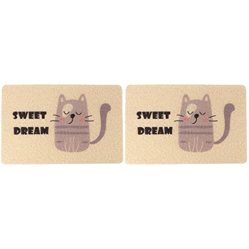  Large Cat Litter Mat 2pcs Cat Kittens Inch Scatter Pad Non- X. Cats/Mat Dogs For Carpet Cats Dogs/Cartoon Backing, Cm Urine Food Kitten Mat- Pet Cushion Non- Sleeping