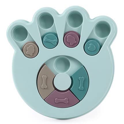  Vakitar Dog Treat Puzzle Interacive Cute Shape Slow Eating Dogs Food Puzzle Feeder Toys For Pet Dog(Claw Blue)