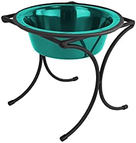 Platinum Pets Bistro Single Diner Feeder With Stainless Steel Dog Bowl, Small, Silver Vein