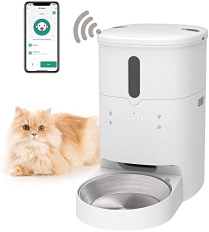  EdgeAnt Automatic Pet Feeders For Cats And Dogs, Dry Food Dispenser With Desiccant Bag, 3L Timed Cat Feeder, 304 Stainless Steel Bowl, 10s Voice Recorder, Compatible For Freeze-Dried Pet Food