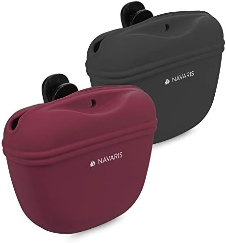  Navaris Silicone Dog Treat Pouch - Training Pet Puppy Bag Pocket Snack Treat Food Holder With Clip For Belt For Dog Walks - Set Of 2
