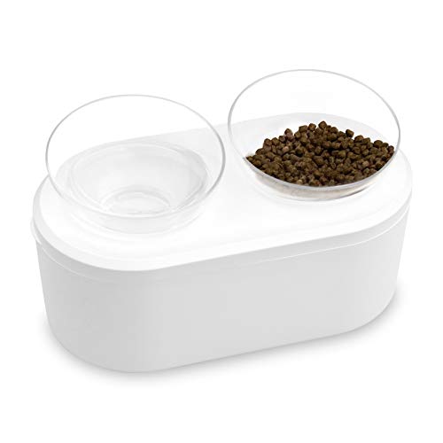  Cat Food Bowls 15° Tilted Elevated Dog Food Bowls With Stand, Double Raised Cat Water Bowl Cat Food Dish, Pet Food Feeder Watering Supplies With 4.5L Large Food Storage Container For Cats Small Dogs