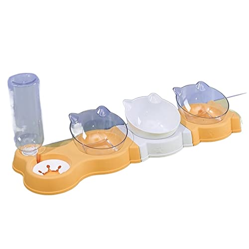  AYENCI Cat Automatic Water, Dog Bowl Cat Feeder Bowl For Dogs Automatic Water Bottle Drinking Bowl Pet Food Bowl Cat Food Double Three Four Bowl Puppy Feeder (Size : Four Bowls Yellow)